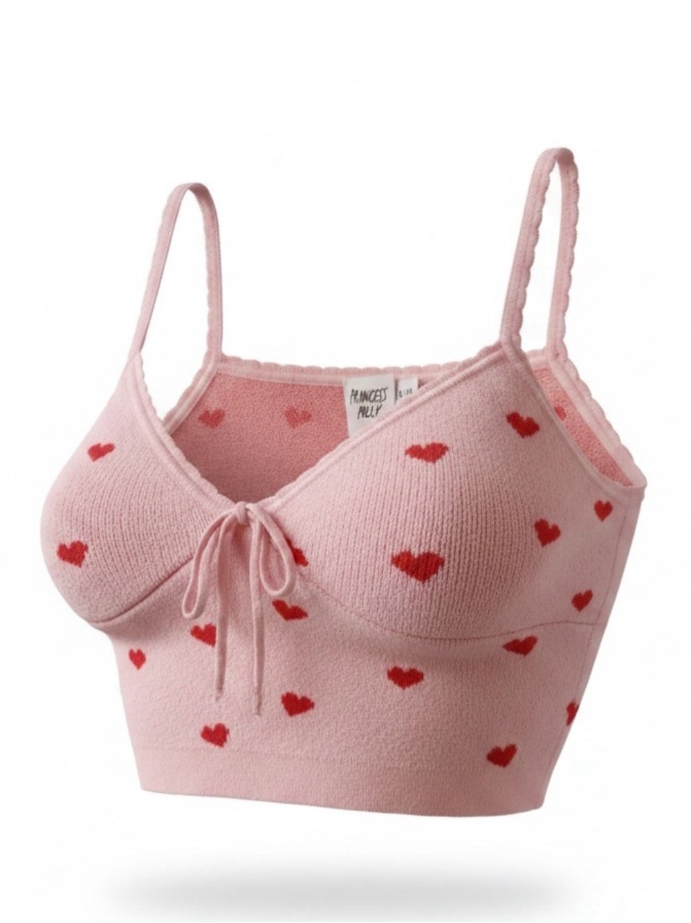 Princess Polly Pink Knit Heart Crop Bralette